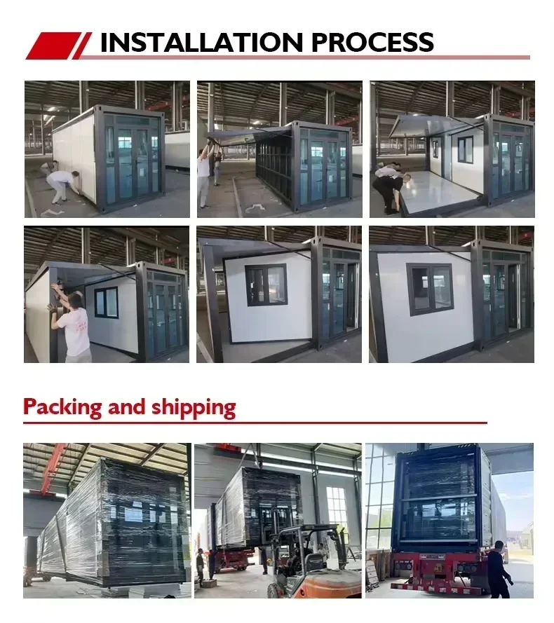 40ft توسيع الحاويات منزل فاخر عطلة فيلا 1 2 3 4 غرفة نوم جاهزة المنزل وحدات الصلب مكتب بناء مع الحمام #4