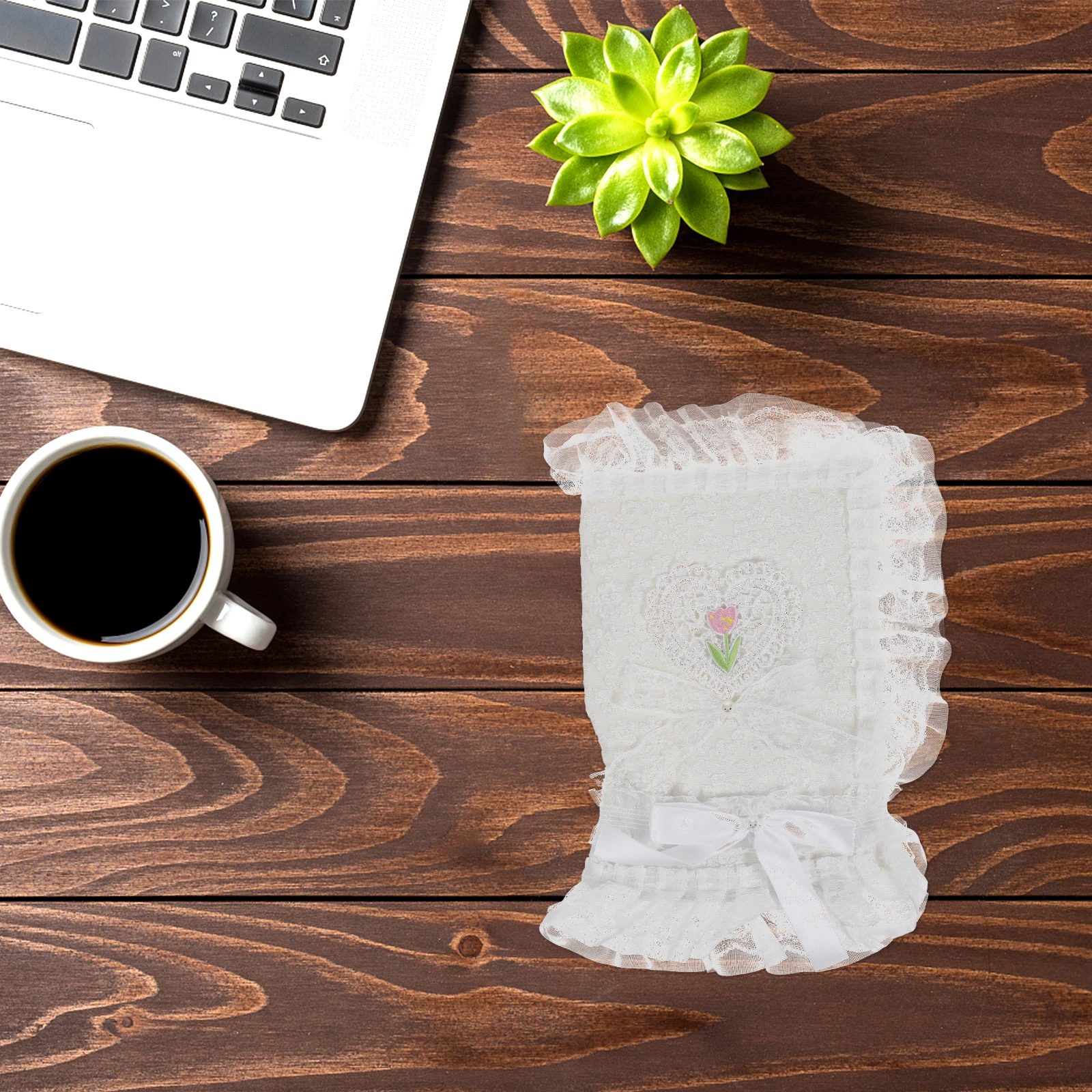 

Notebook Protective Sleeve White Lace Hand-Made Book Protector Flower Pattern Decorative Book Clothes for Students