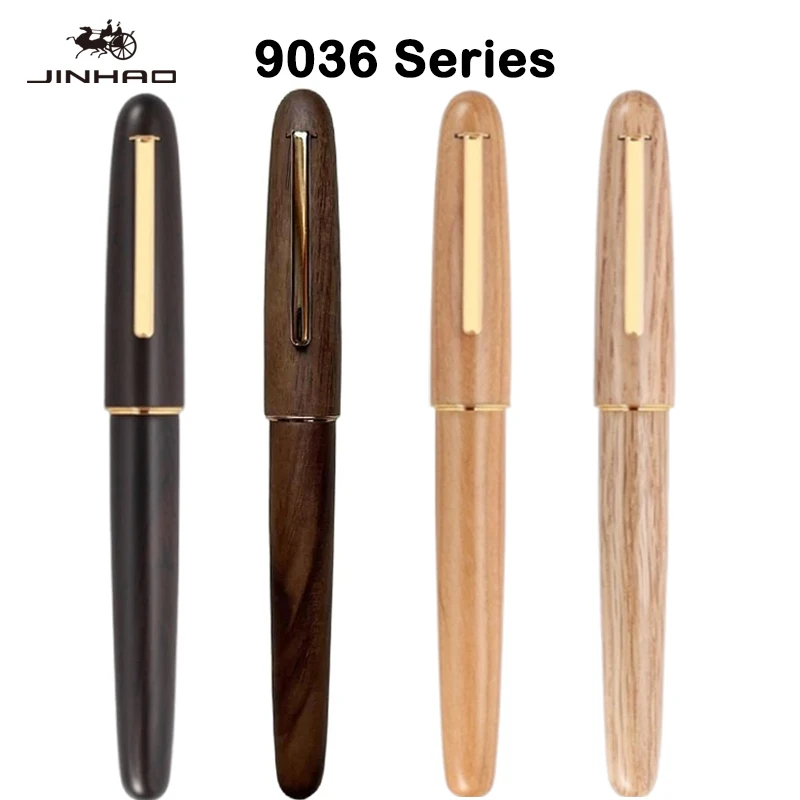 JINHAO 9036 ไม้ธรรมชาติ Handmade Fountain ปากกา EF/F/M ทองคลิปหมึกปากกาเครื่องเขียนสํานักงานธุรกิจของขวัญโรงเรียน PK 82