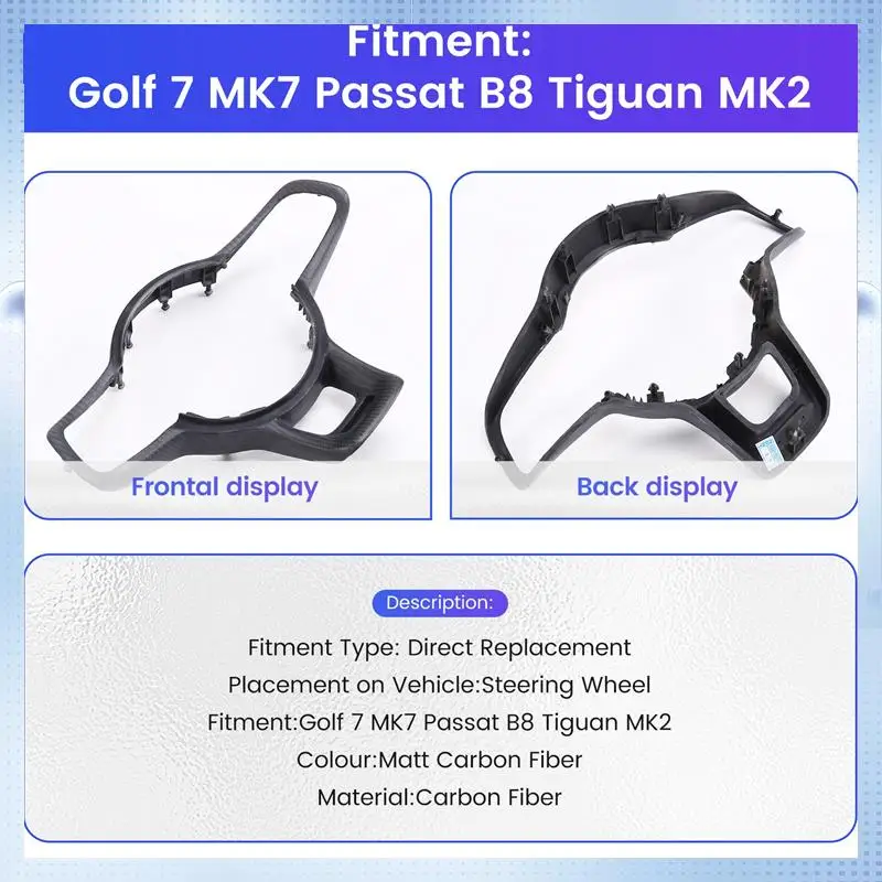 

AM-Carbon Fiber Steering Wheel Decorative Frame Rline Button Frame For VW Golf 7 MK7 Passat B8 Tiguan MK2