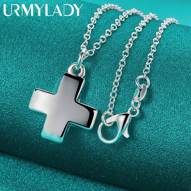 

URMYLADY 925 Sterling Silver Cross 16-30 Inch Pendant Necklace For Women Fashion Wedding Engagement Charm Jewelry