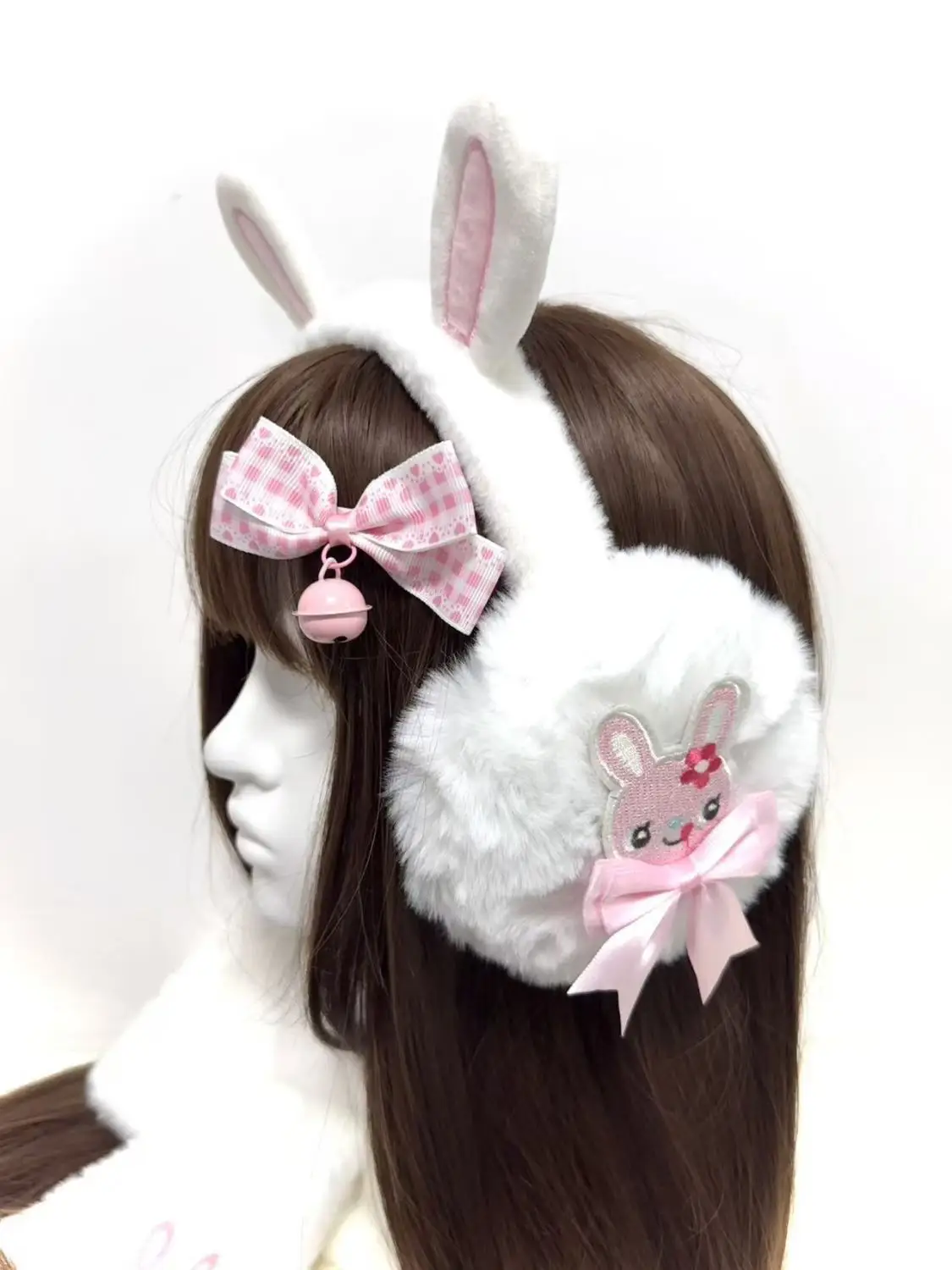 اليدوية لطيف فتاة لينة الدفء غطاء الأذن لفصل الشتاء الكرتون الياباني Mp الحلو فتاة القوس Y2k اكسسوارات أفخم غطاء للأذنين