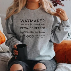 Christian Sweatshirt Waymaker Clothes Religious Gifts Women Crewneck Sweatshirts Faith Hoodie Bible Verse Pullover Christian Top