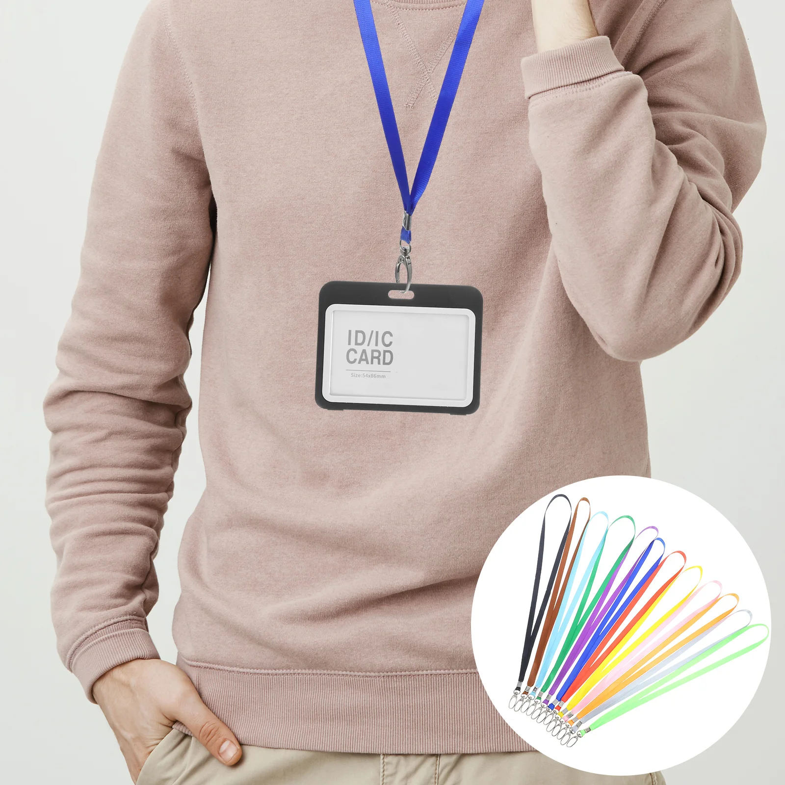 

12Pcs Metal Clip Lanyard ID Badge Neck Strap Colorful Durable Hanging Ropes for Work Office Name Tag Holder