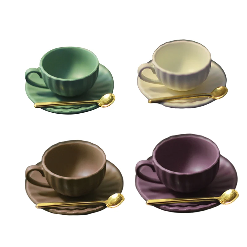 

3pcs/Set 1/12 Miniature Simulation Dollhouse Coffee Cup With Saucer Spoon Kitchen Tableware For Doll Accessories Toy