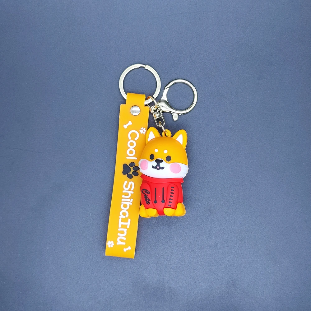 Fashion Japanese Shiba Inu Keychain For Women Bag Pendant Creativity Hoodie Dog Keychains Men Car Key Ring Mini Dog Animal Gift