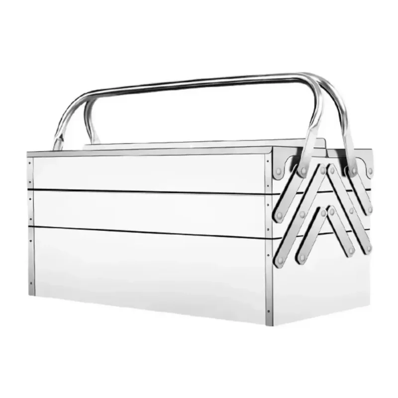 Stainless Steel Toolbox Hardware Extra Large Three-layer Folding Empty Storage Case Home Auto Repair Multifunctional Tools Box