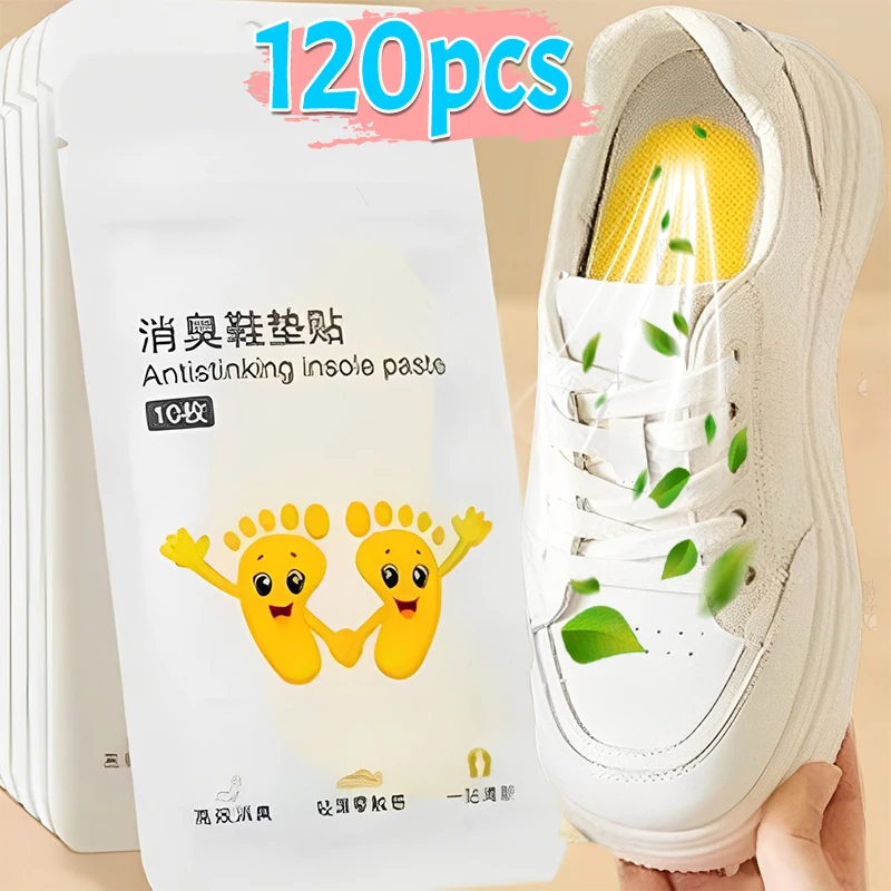 12/120Pcs 신발 탈취제 스티커 탈취제 발 냄새 운동화 냄새 신선한 과일 아로마 깔창 살균 스티커 도매