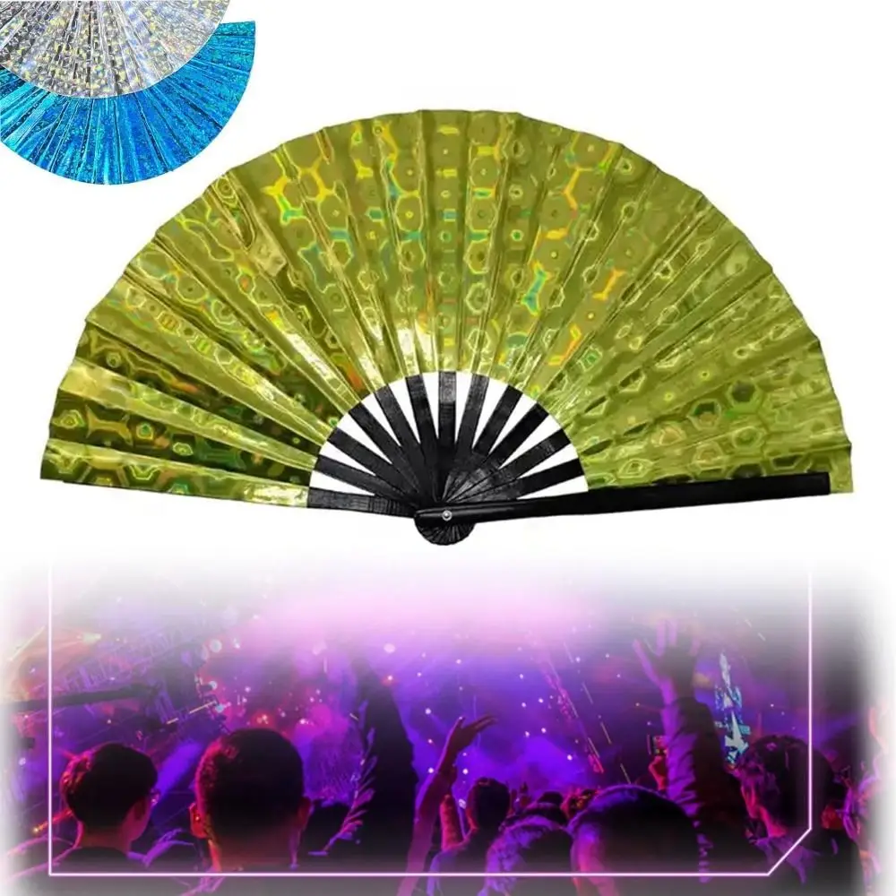 New Foldable Bamboo Fan 64cm Lightweight Clack Clapping Fans Portable PVC Stage Performance Dance for Line Dancing