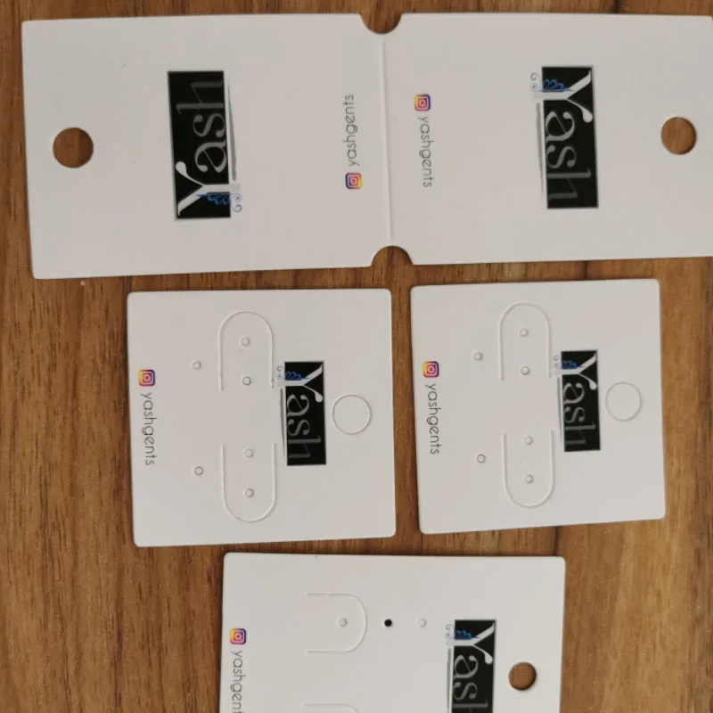 100/500/1000 Stück Weiße Schwarze Braune Kraftpapier-Karten mit Personalisiertem Logo für Schmuck, Ohrringe, Halsketten und Armbänder – Detail 6