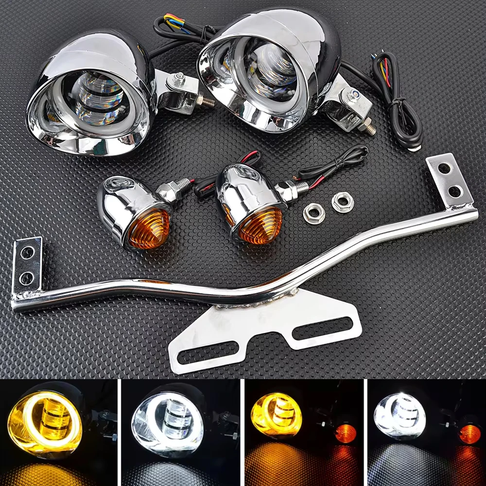 Motorcycle Headlight Spot Fog Light Turn Signal Light Bar Bracket For Honda VT VTX Shadow For Harley Kawasaki Suzuki Cruisers