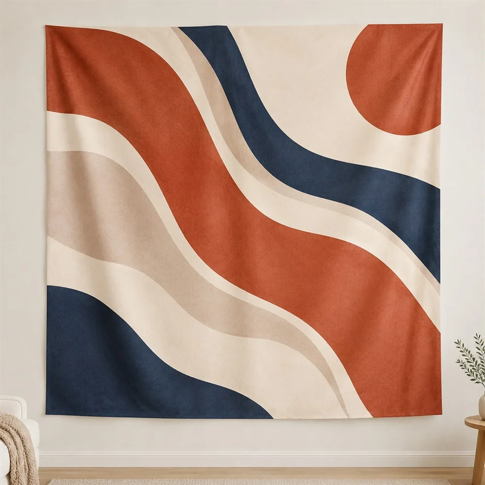 VIKAMA Organic Curves Diagonal Flow Tapestry Wall Hanging, Modern Wall Art Tapestries for Bathroom Bedroom Living Room Entryway