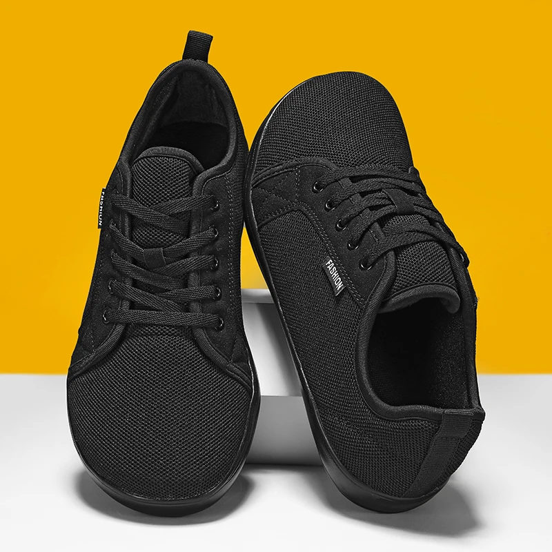 Men Shoes Wide Barefoot Shoes for Men Casual Shoes Mesh Breathable Light Comfortable Black Shoes Walking Sneakers Size 39-46