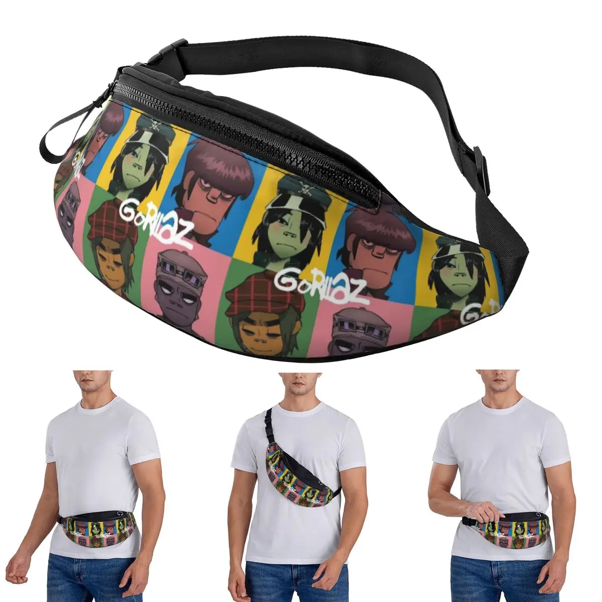 Crossbody Waist Bag Gorillaz Virtual Band Music Men Women Fanny Pack Travel Running Money Phone Pouch