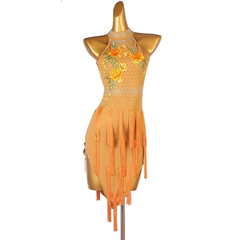 Dance Sports Costume Latin Dress Girl Female Clothing Fringed Skirt 2024 New Girls Line Suit Women Elegant Evening Dresses Samba