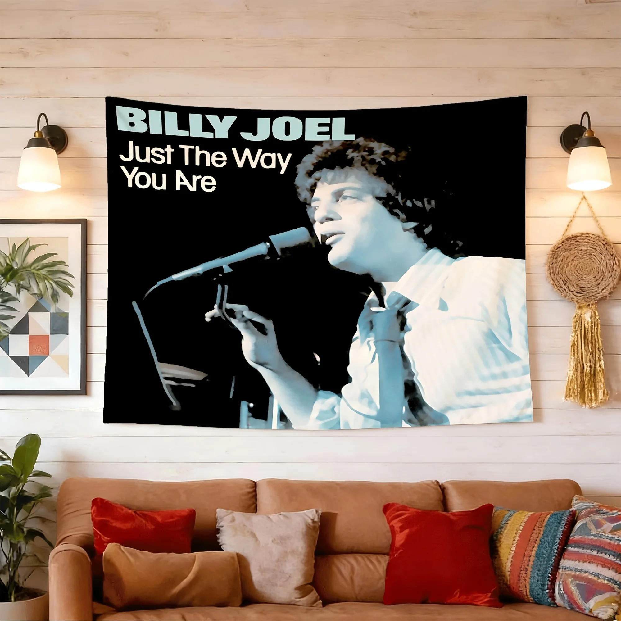 Billy Joel Peach Skin Velvet Wall Tapestry | Ideal for Bedroom, Living Room, Party Decor, Music Theme, No Electricity Needed, Polyester Fabric