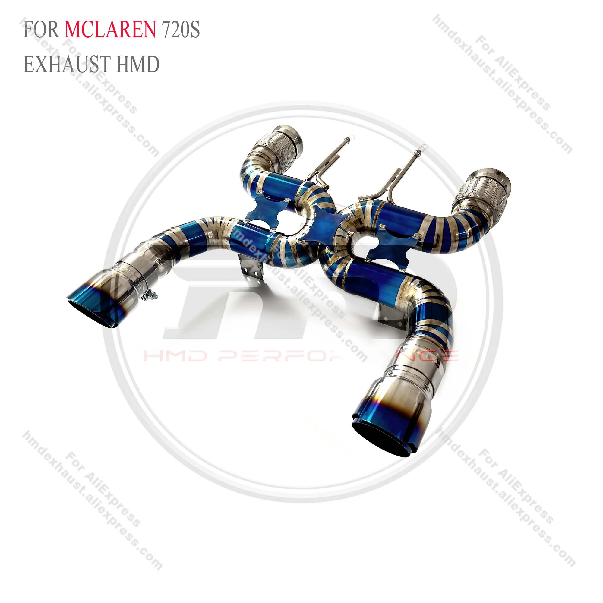 Catback de escape hmd para mclaren 720s ti dicas o suporte corresponde com precisão o design original do x-pipe do carro soldagem manual