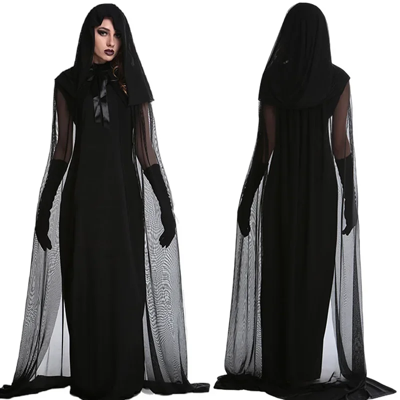 Robe de mariée fantôme d'Halloween pour femme, costume de sorcière adulte, robe de vampire, fréquence de fantôme de mort, cosplay de cadavre de zombie, robe de paupières de fête