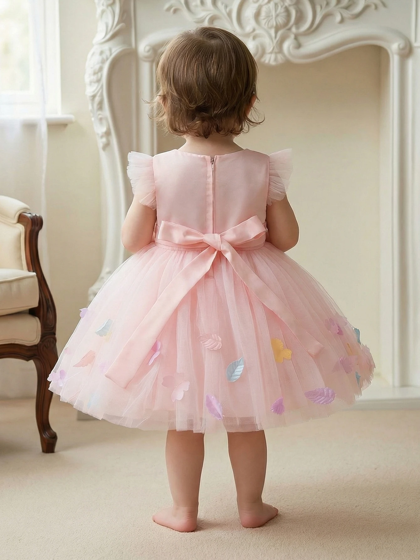 Newborn Baby Clothing, Pink Formal Princess Dress for Girls, Birthday Party, Important Festival Celebration Clothing, Vacations