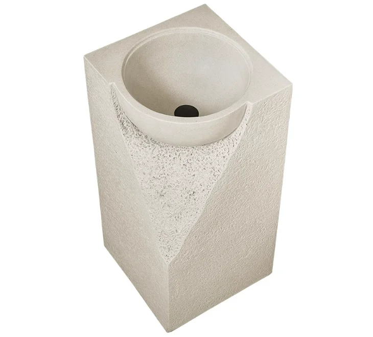 Potted Plants On StandsHot Design Bathroom Sinks Resin Stone Freestanding Washbasin Floor Standing Basin Pedestal Solid Surface