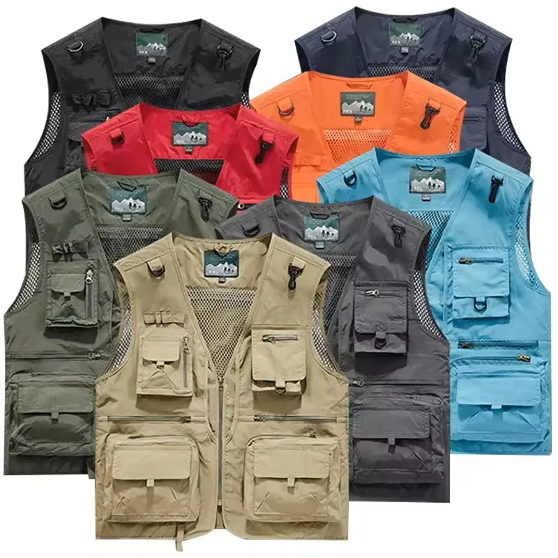 

Outdoor Hiking Vest Men's Multi-pocket 2026 Breathable Hunting Fishing Vest Men's Thin Outdoor Simple Sports Jacket Oversize