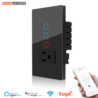 Wifi Smart Tuya Light Switch Stairs Mexico US Wall Socket American Plug Outlet Intelligent Glass Panel Remote Alexa Google Home