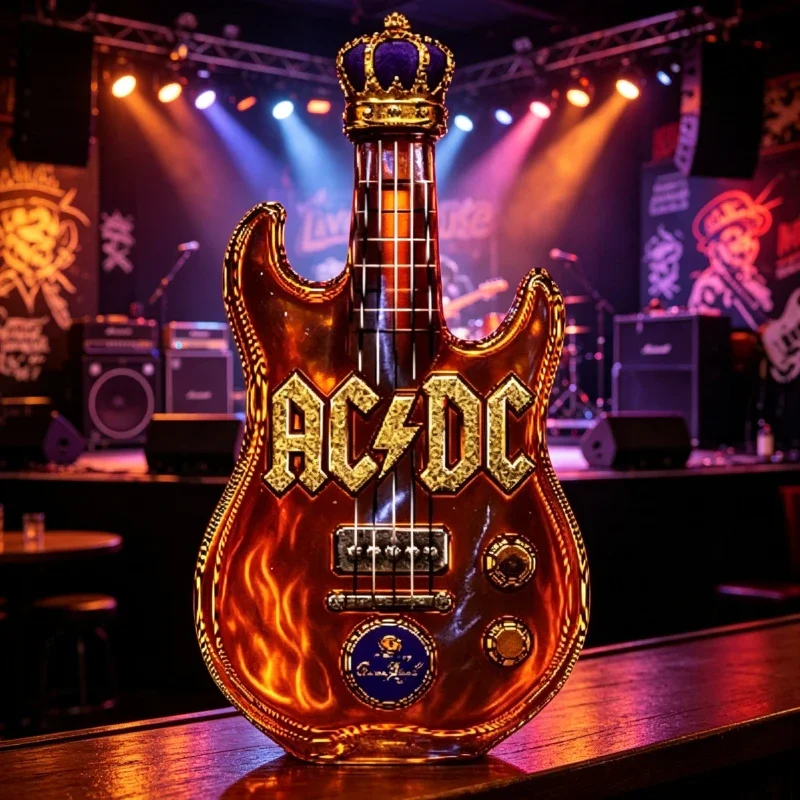 Electric Guitar Shaped Whiskey Decanter Crown Topped AC/DC Creative Glass Liquor Bottle Home Decor Perfect Gift For Music Lovers