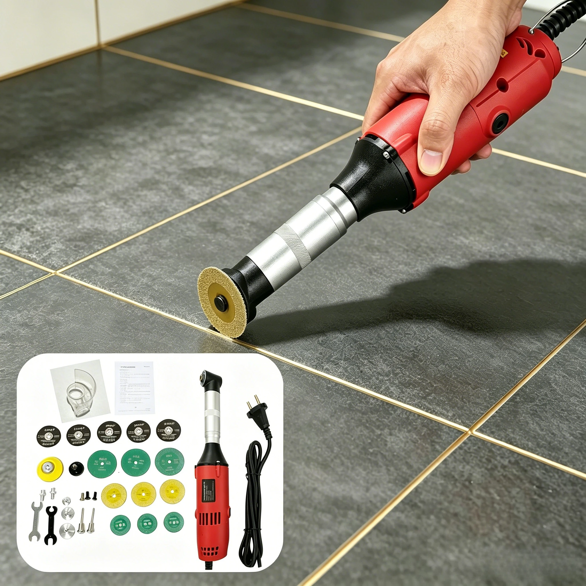 550W Portable Electric Angle Grinder 90 Degree Elbow Tile Grout Cleaner Grout Polishing Machine Multi Functional