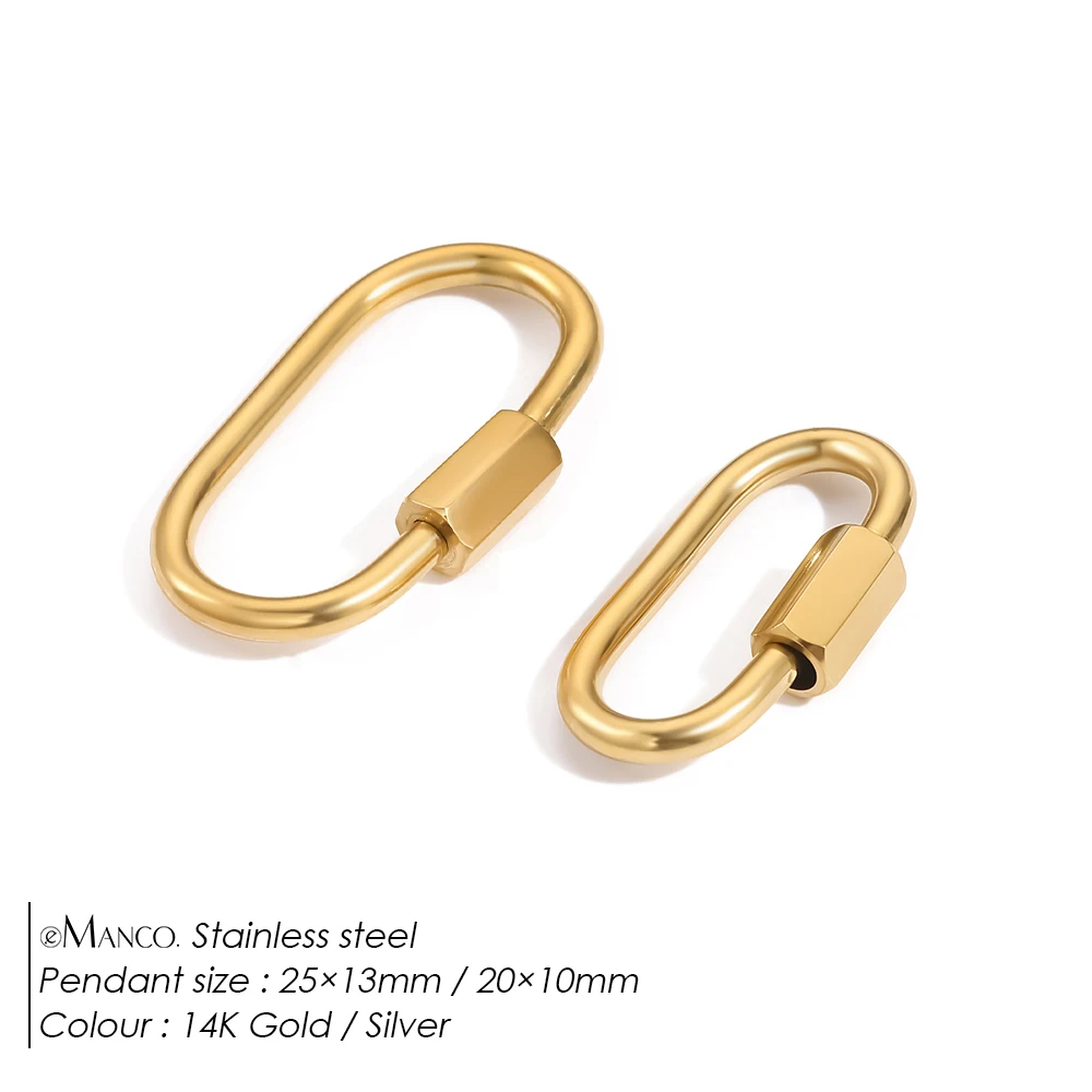 EMANCO Stainless Steel Elliptical Screw Carabiner Lock Connector Fastener Clip For DIY Necklaces Keychain Jewelry Making Supply