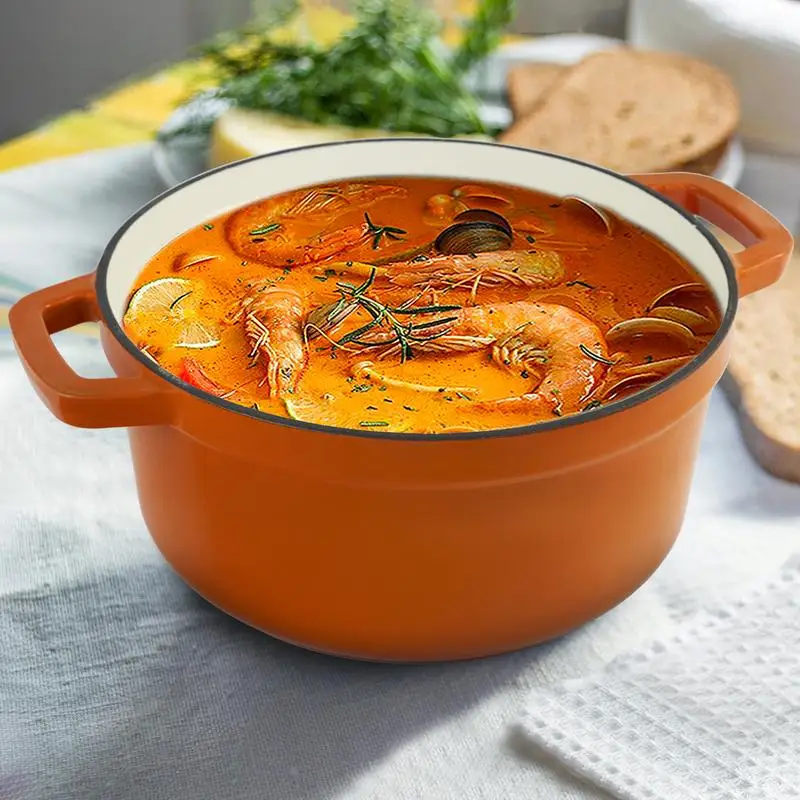 6.5 Quart Cast Iron Dutch Oven with Lid, Enameled Cookware for Baking and Cooking, Non-stick Design, Dual Handles, Perfect for