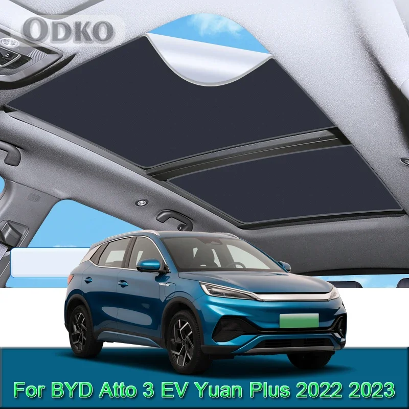 Car Electrostatic Adsorption Sunroof Sunshade For BYD Atto 3 EV Yuan Plus 2022 2023 Heat Insulation Skylight Sticker Accessories