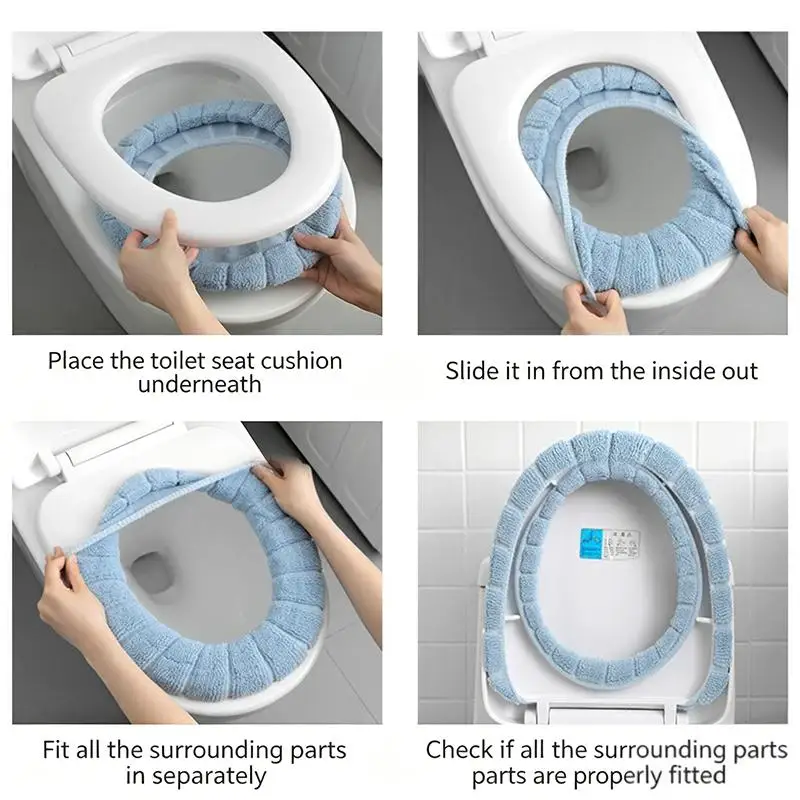 Soft Plush Toilet Seat Cover 1Pcs Washable Mat Warm Cushion Pad for Bathroom Home Easy Installation