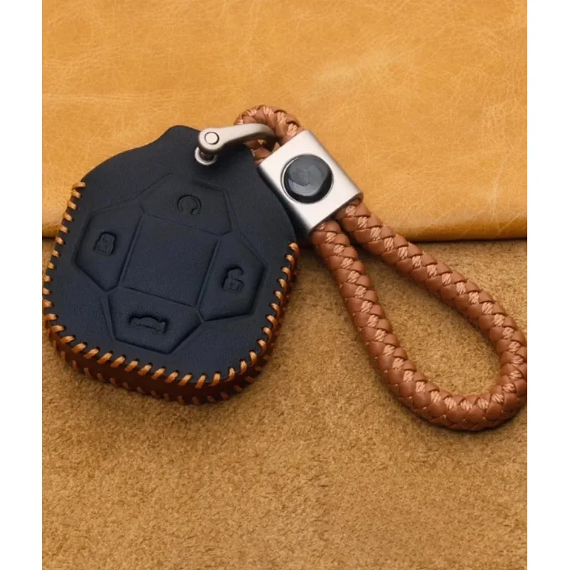 Car Leather Key Cover Fit for Jetour Traveller T2 2023 2024 2025 Modified Hand-sewn Car Key Protective Cover Car Accessories