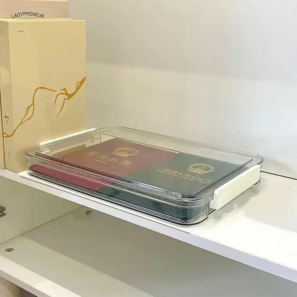 快適なグリップハンドル付きの透明なドキュメントオーガナイザーボックス、環境に優しい収納ソリューション、防塵、結婚指輪証明書に適しています