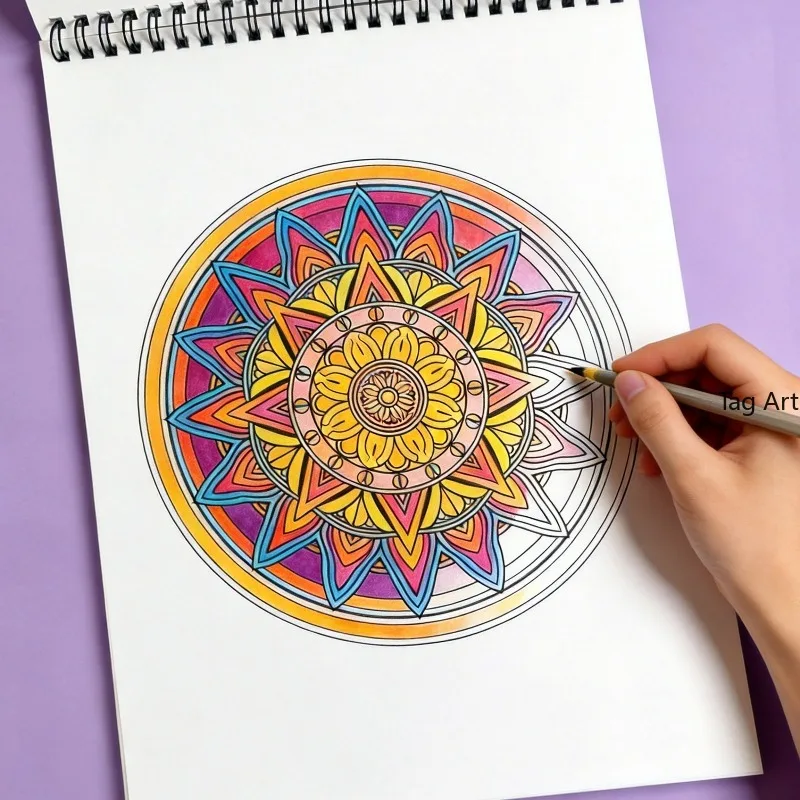 A Mandala Flower Zen Meditation Coloring and Copying Album,a Hand Drawn Graffiti Book for Adults To Relieve Stress with 32 Pages