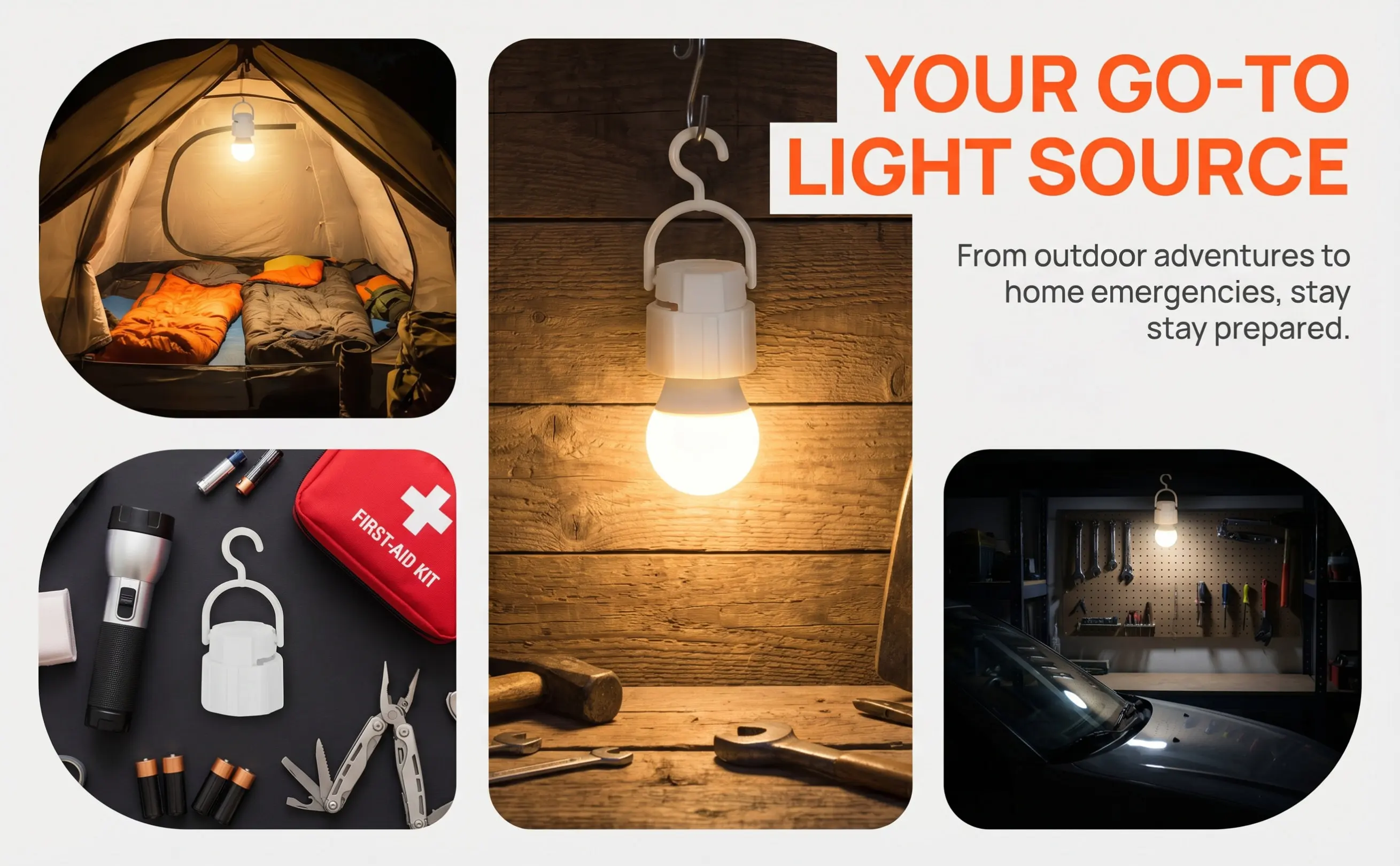 10Pcs Emergency LED Bulb B22 Holder Hook Portable Light Socket Adapter Camping Tent Lamp Charging Outdoor Indoor