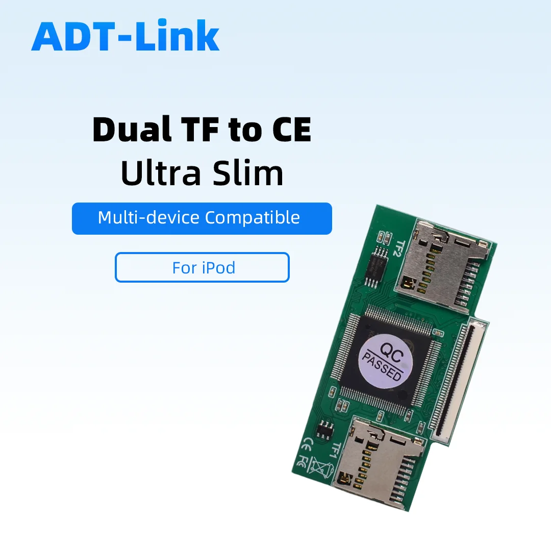 New Ultra-thin Model Dual TF (Micro SD）To CE ZIF Adapter Converter for IPod Video Classic 3-7th Industrial PC DVR IFlash Modding