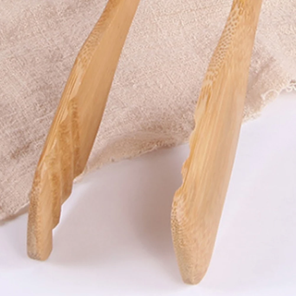 

2Pcs Bamboo Food Clips Kitchen Tongs Detachable Silicone Spoon Cooking Toast Bread Grill Serving Square Red Green