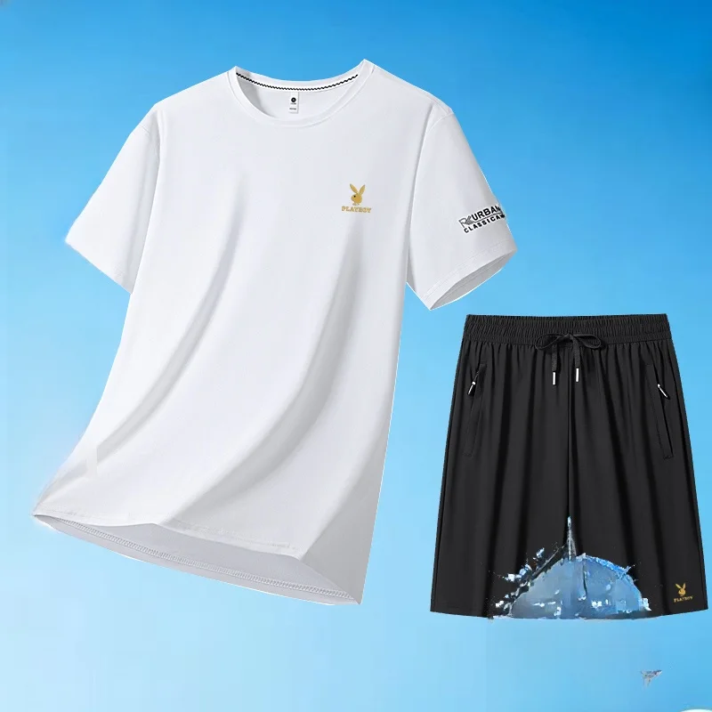 ensemble-de-sport-homme-en-soie-glacee-a-manches-courtes-et-short-grande-taille-sechage-rapide-respirant-sensation-de-fraicheur-pantalon-long-ensemble-deux-pieces