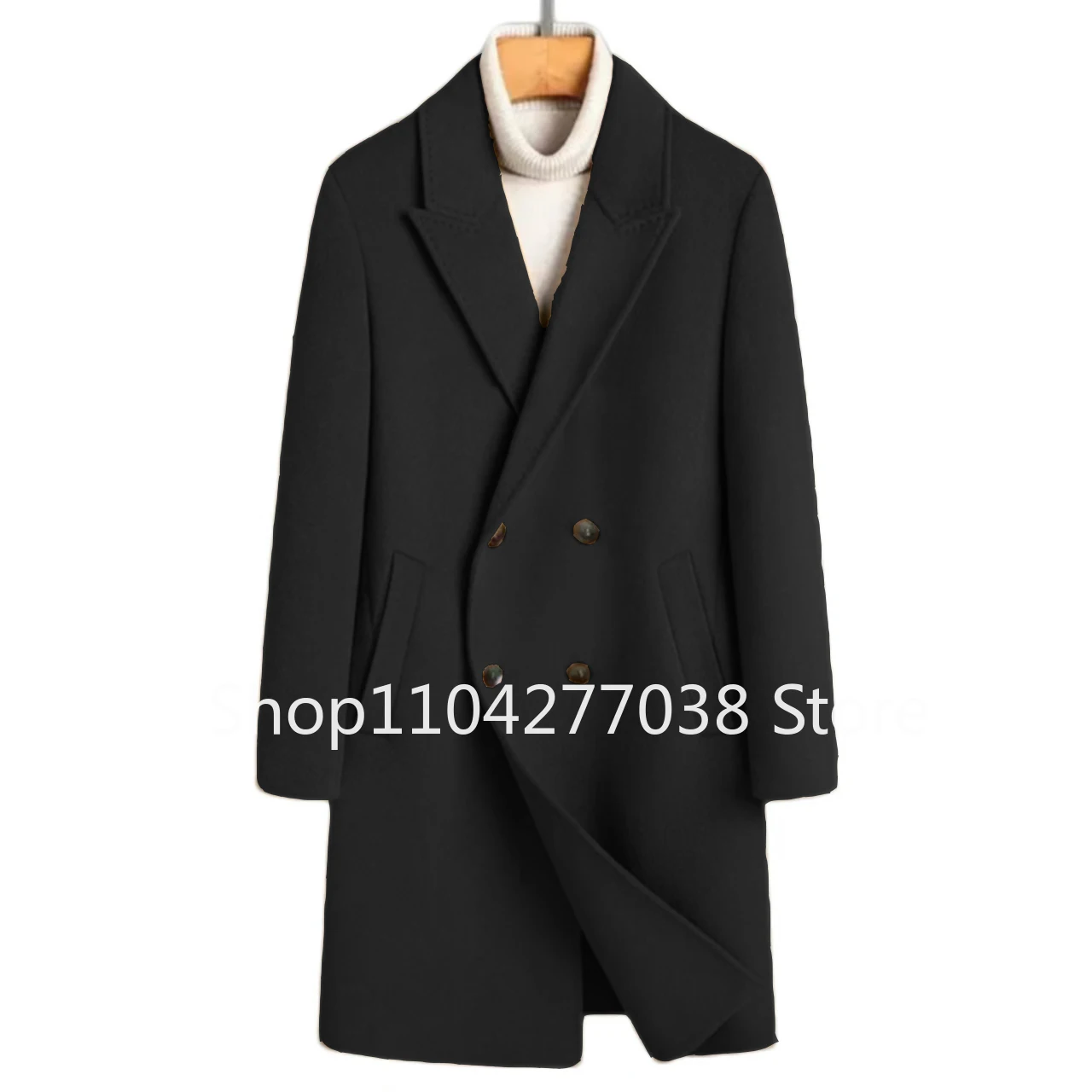 Classic Man Trench Coat Elegant Peak Lapel Long Coat Men Comfy Blazer for Business Evening Party Banquet Men's Winter Jacket