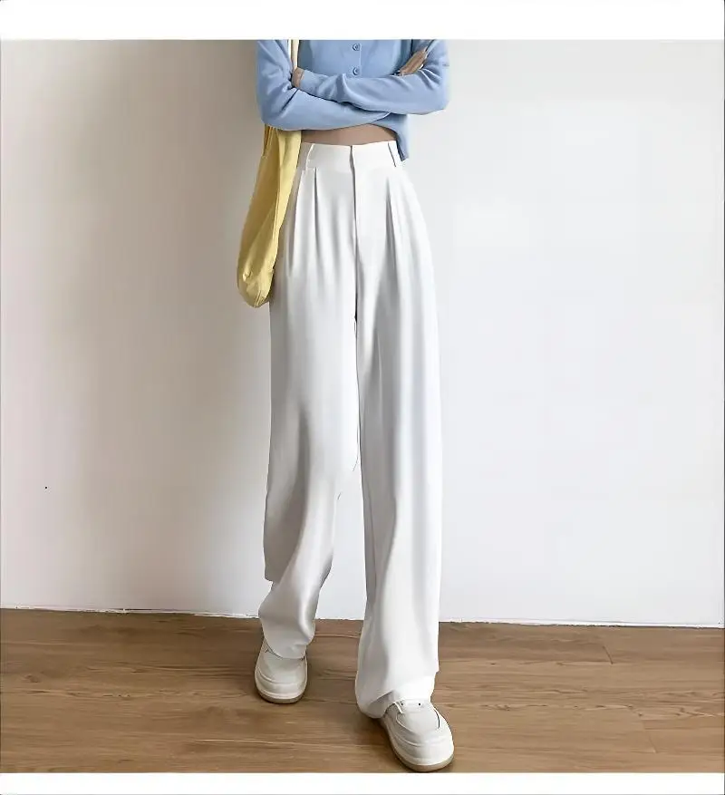 Wijde pijpen broek in wit Dames zomer spandex split flowy strandkleding Fairycore meisjes Veelzijdig verstelbaar uitgehold zacht chic OL