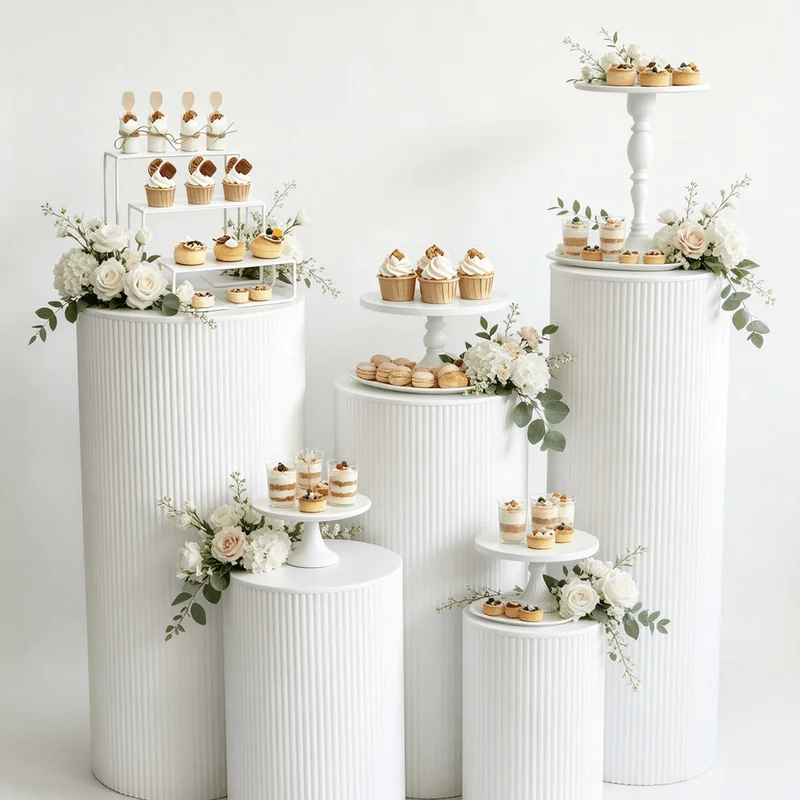 11pcs Wedding Iron Folding Bucket Cylindrical Dessert Table Road Guide Props Welcome Area Cake Table Decoration Party Decoration