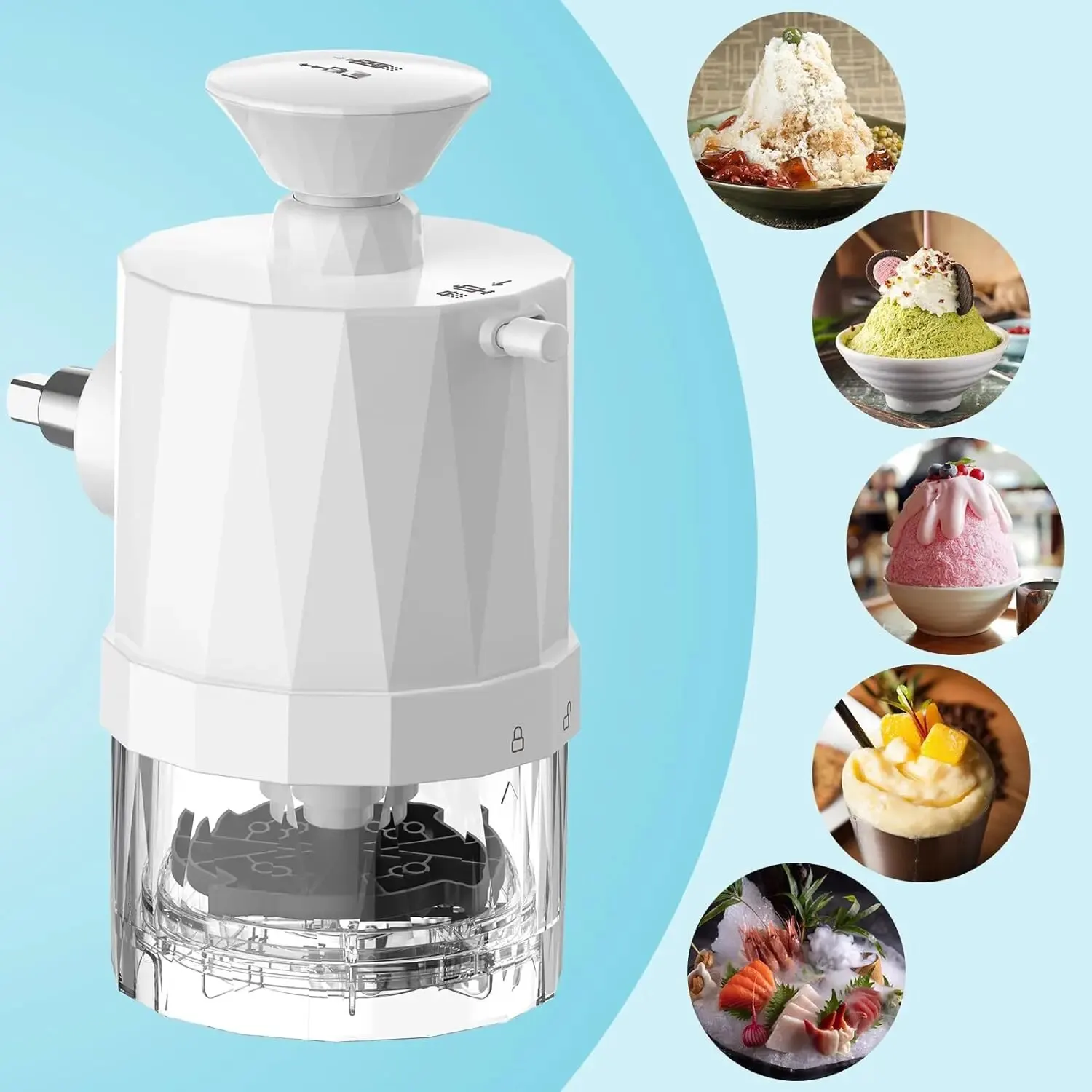 Shaved Ice Attachment for KitchenAid Stand Mixer, Snow Cone Shaved Ice Machine with Coarse and Fine Blades,8 Ice Cube Molde