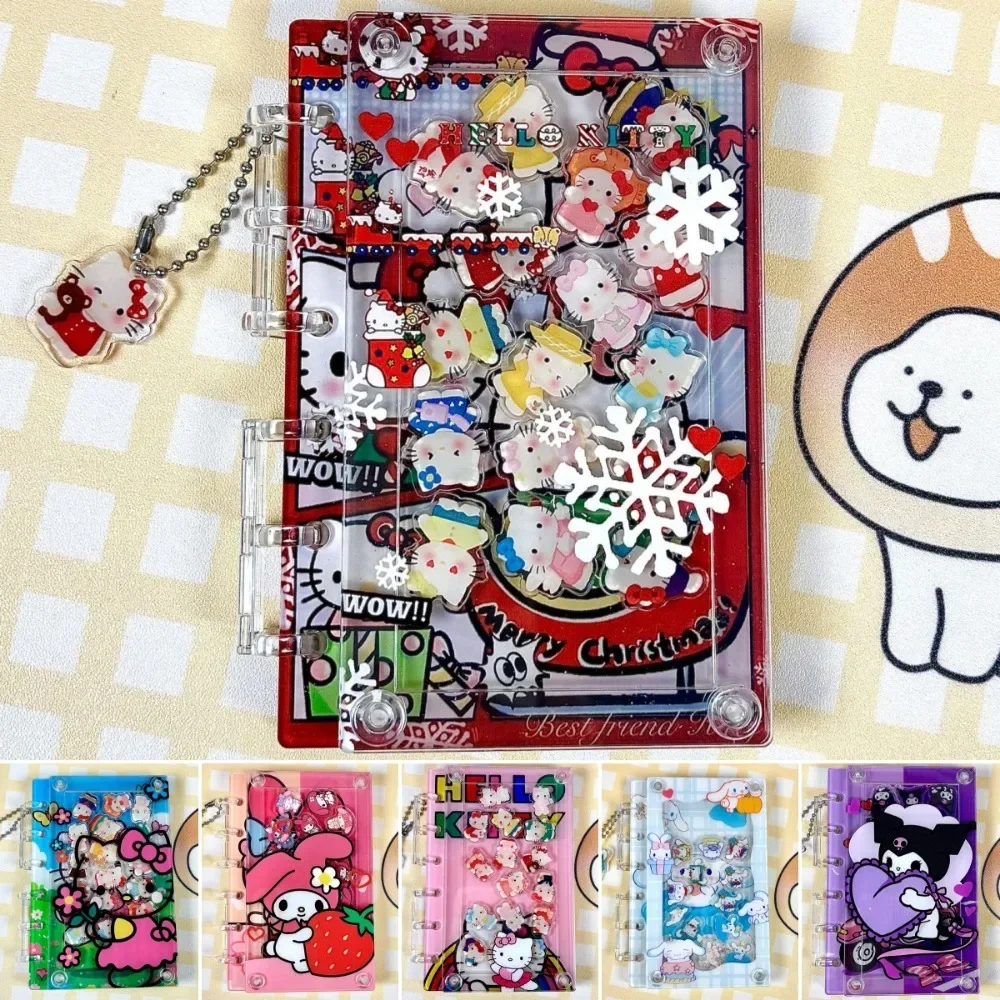 Kawaii Acrylic Sanrios Creative Anime A7 Loose-leaf Notebook Hello Kitty Kuromi My Melody Pochacco Detachable Diy Notepad Gifts