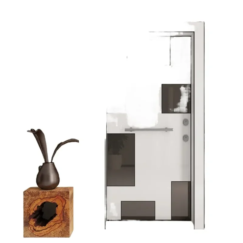 High End Steel Wood Entrance Door With Frame Turkish Style Exterior Front Door For Home Security Five Central Asian Countries