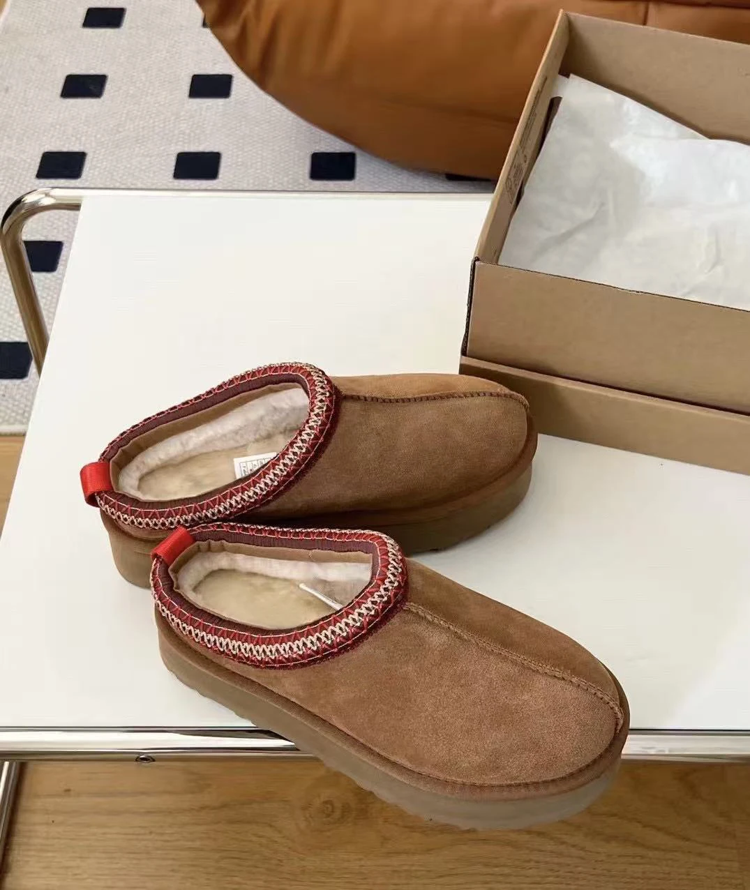 

Winter Real Sheepskin Wool Women Tasman Snow Boots New Platform Shoes Warm Tazz Slippers Classic Ultra Mini Man Fur Ankle Boot