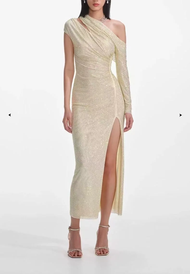 

Women Hot diamond split fashion party long dress