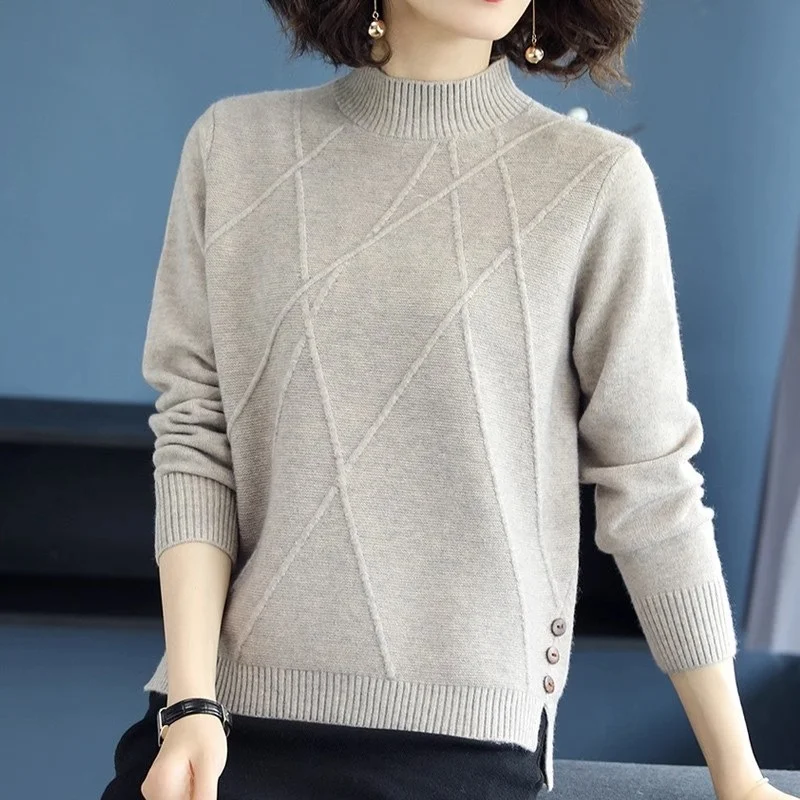 

Daliang Вязаный свитер без катышков Базовый слой Топ Высококачественная женская мода из Южного масла Гуанчжоу Осенний длинный свеч High C...