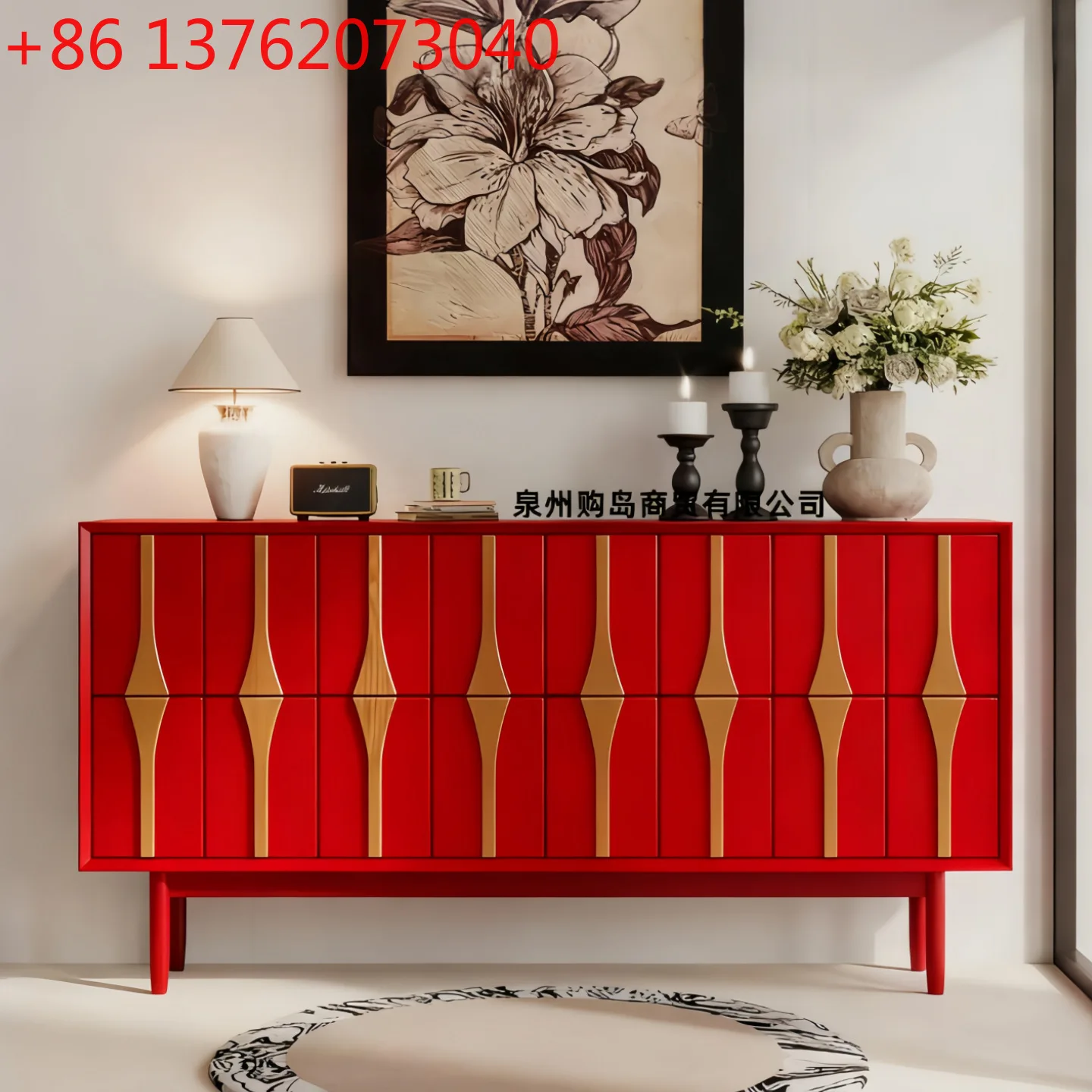 

Medieval lacquer dining side cabinet Solid wood entry porch cabinet Modern simple locker