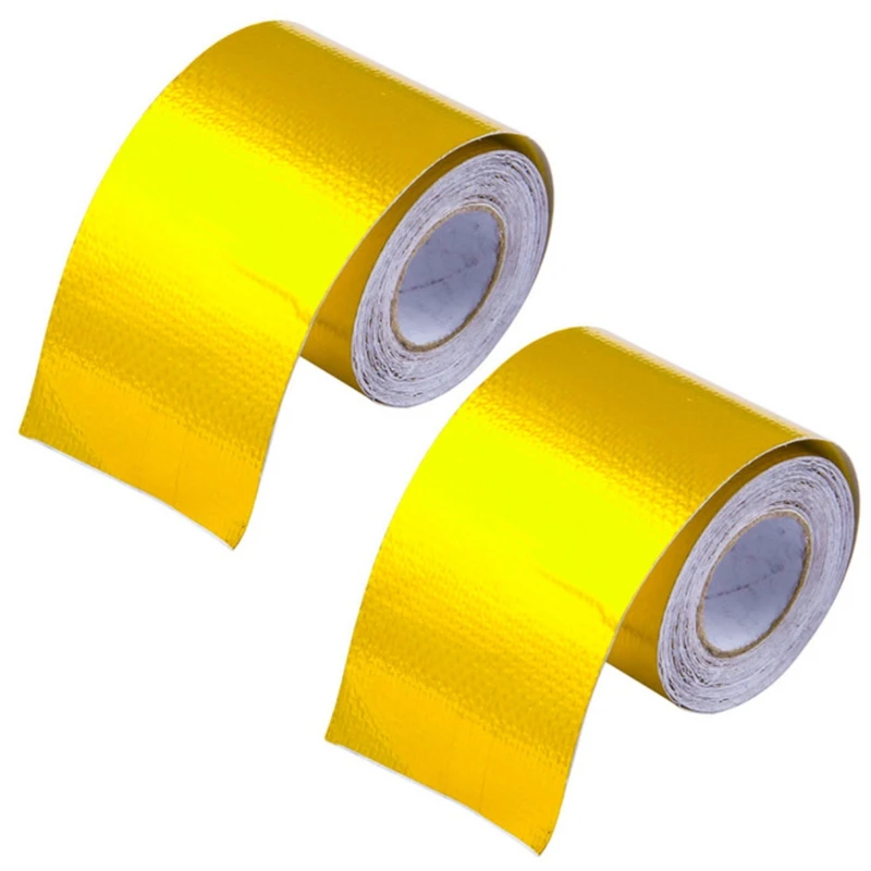 2X Reflect A Gold Thermal Tape Air Intake Heat Insulation Shield Wrap Reflective Heat Barrier Self Adhesive Engine